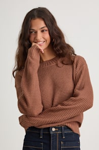 Campfire Cozy Light Brown Cropped Sweater 2