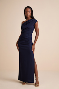 Janine Navy Asymmetrical Maxi Dress 1