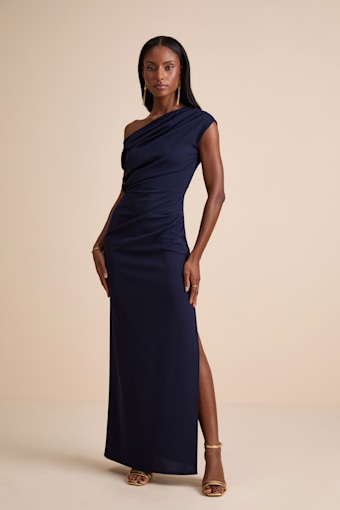 Janine Navy Asymmetrical Maxi Dress 1