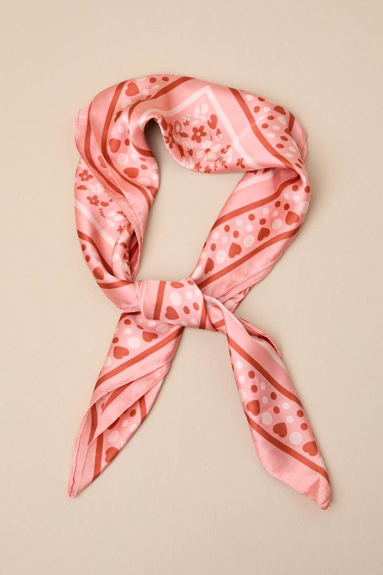 Landa Pink Floral Bandana Satin Scarf