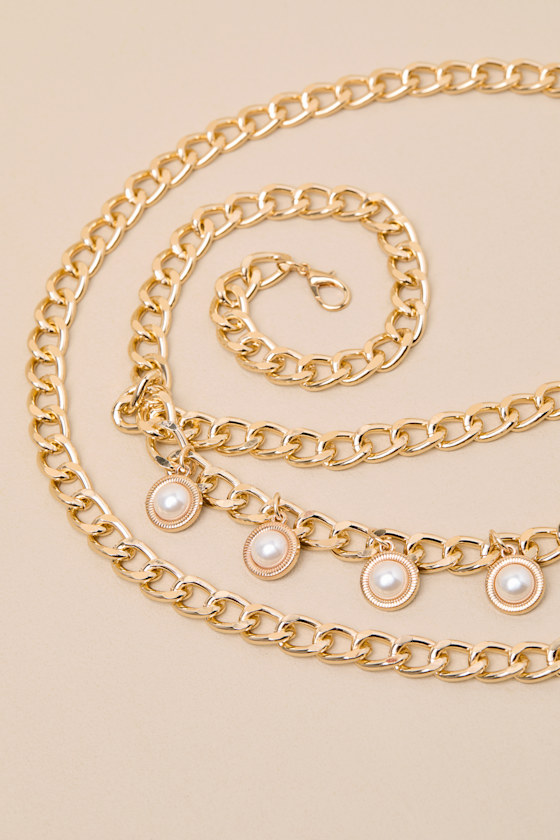 小物 AMERI NICKEL FREE DROP PEARL CHAIN BELT Pearl Chain Belt | Azazie