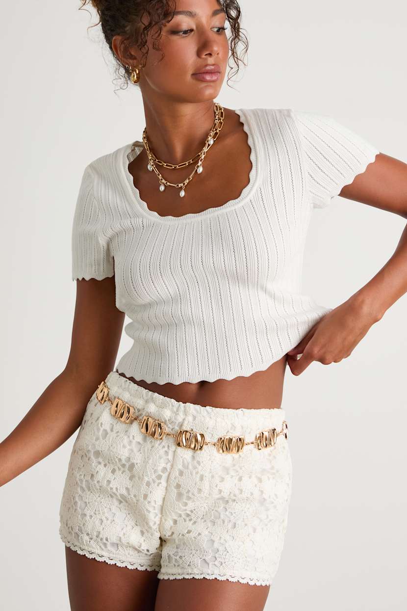 Avalai Gold Textured Chunky Metal Belt