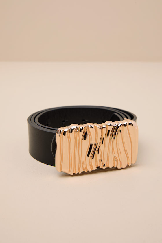 Ramslee Black Gold Textured Buckle Belt 1