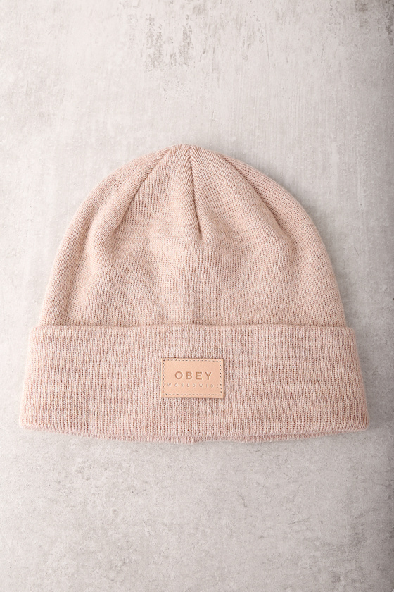 pink obey beanie
