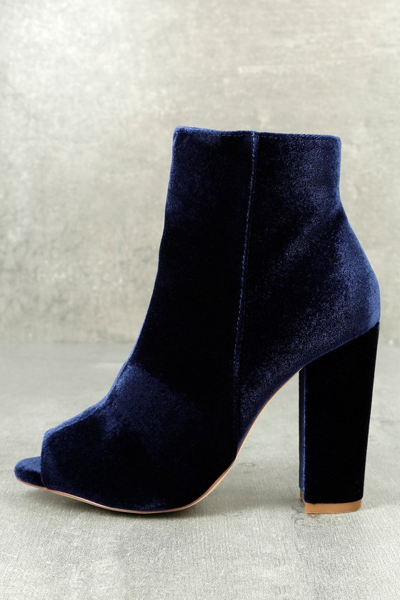 blue platform booties