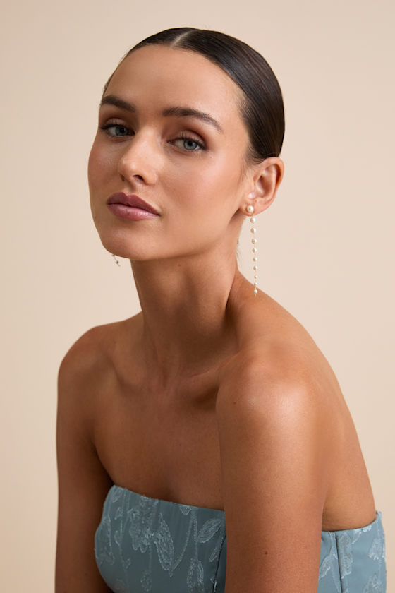 Novalee Gold Pearl Duster Earrings - thumbnail 2