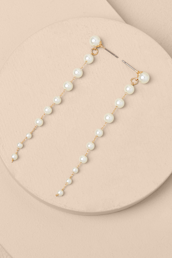 Novalee Gold Pearl Duster Earrings - thumbnail 5