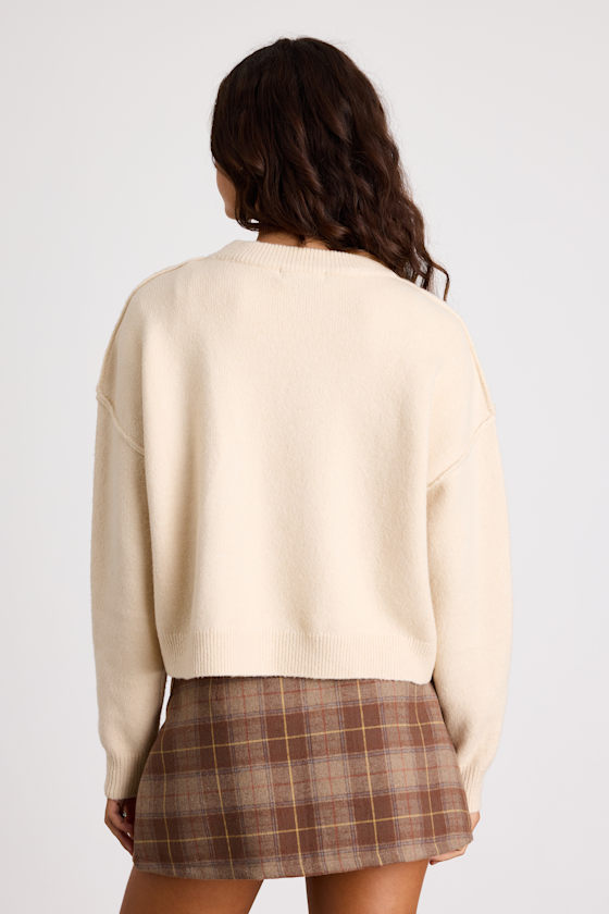 Lena Cream Crew Neck Pullover Sweater 3