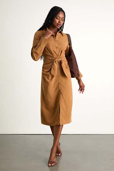 green emerald velvet dress Crisp Fall Morning Dress Brown Multi / Medium main image 1