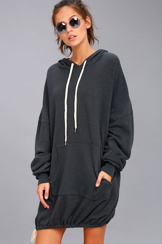 Project Social T Luca Washed Black Hooded Dress 3