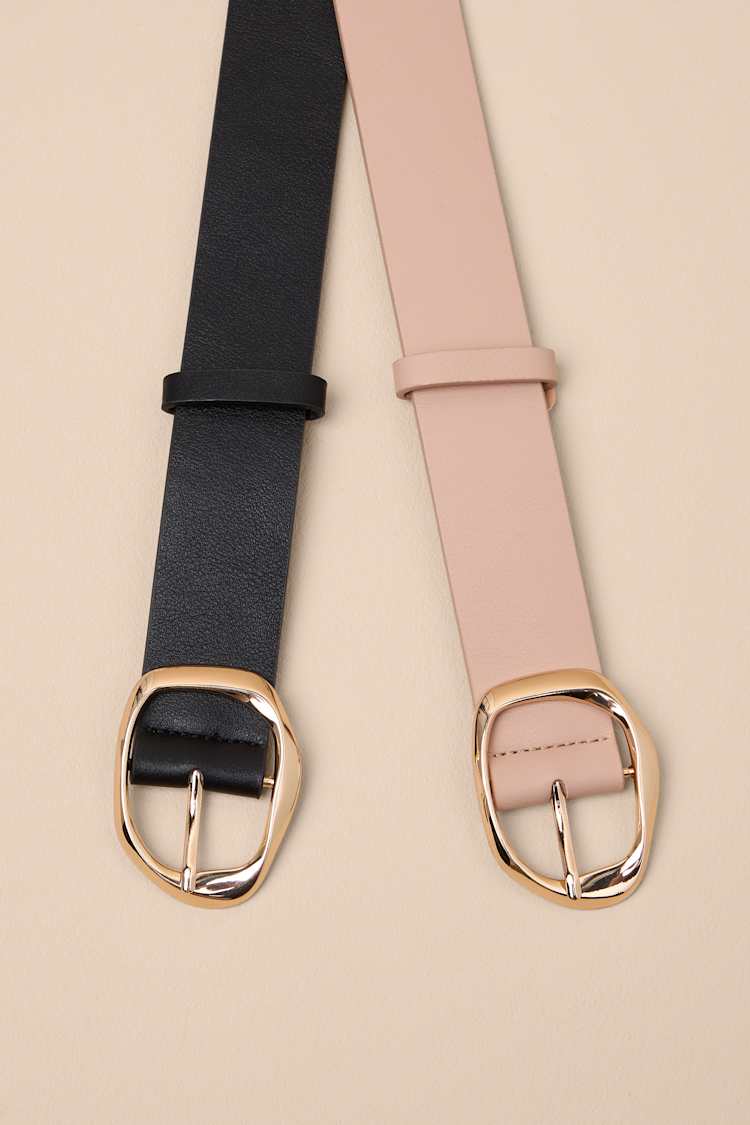 Lelya Black and Taupe Belt Set