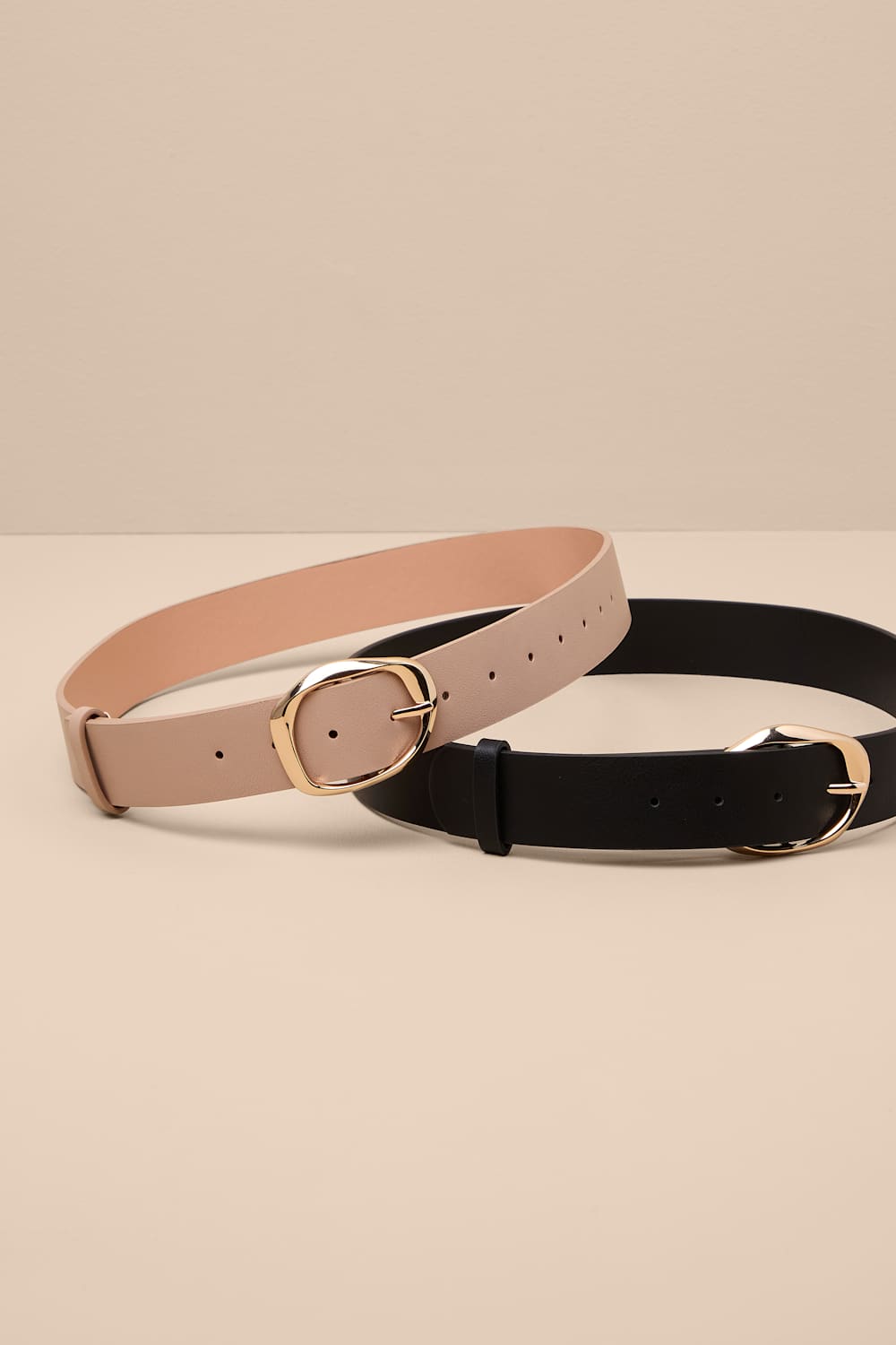 Lelya Black and Taupe Belt Set