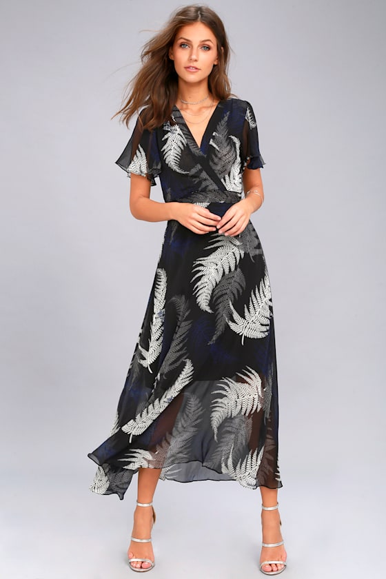 Fern Canyon Black Print Midi Dress 1