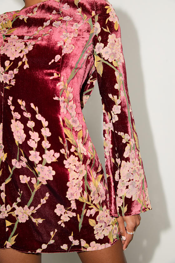 Charismatic Influence Red Burnout Velvet Cowl Back Mini Dress 2