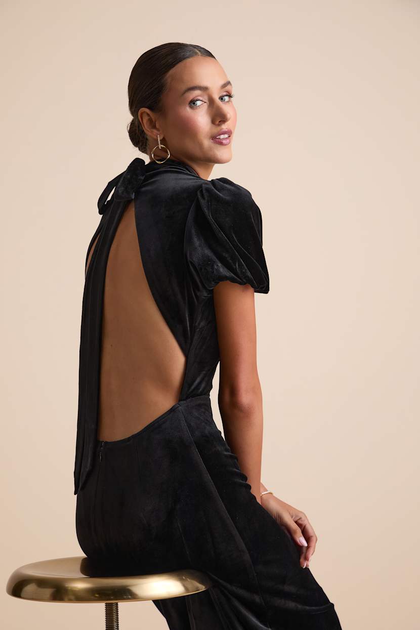 black velvet backless dress Black Velvet Corset Tie Strap Mini Dress