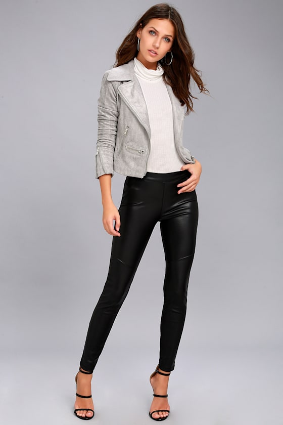 Suede with Love Light Grey Suede Moto Jacket 2