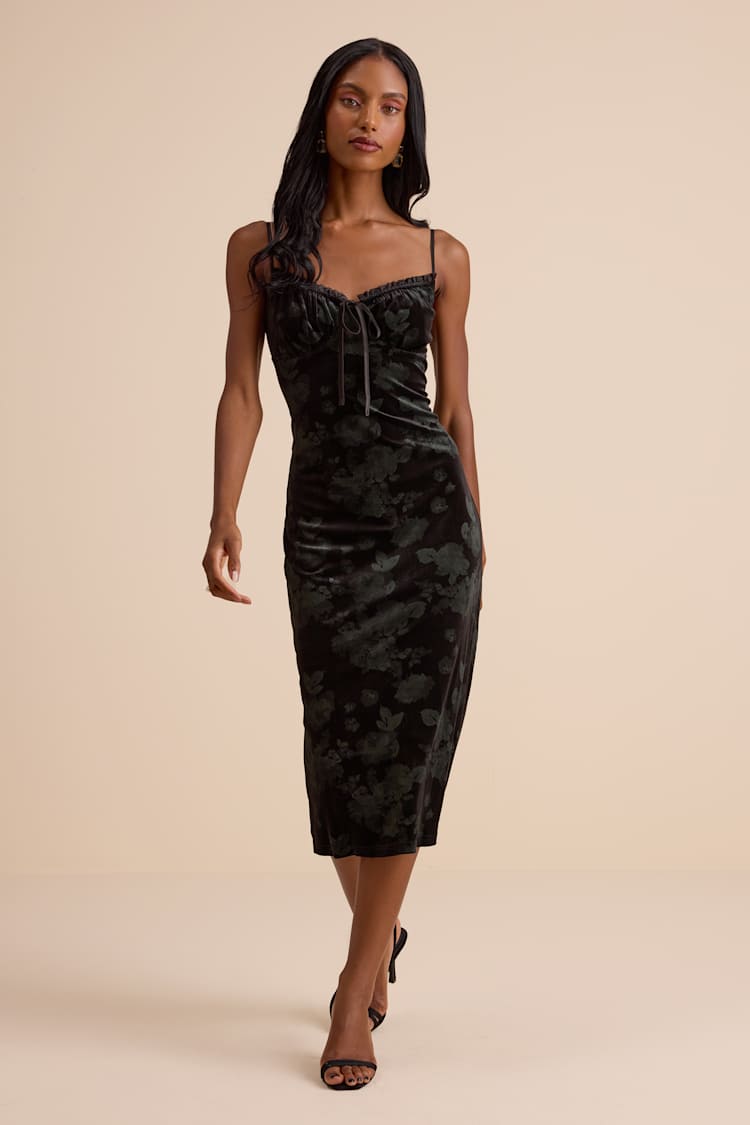 black velvet knee length dress Unique Vintage Black Velvet Front Twist Swing Dress
