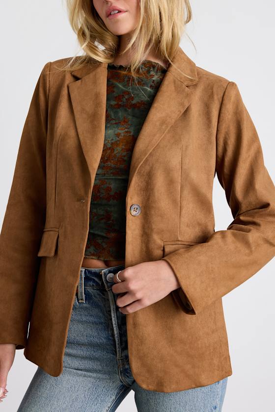 Corwin Brown Suede Oversized Blazer 1