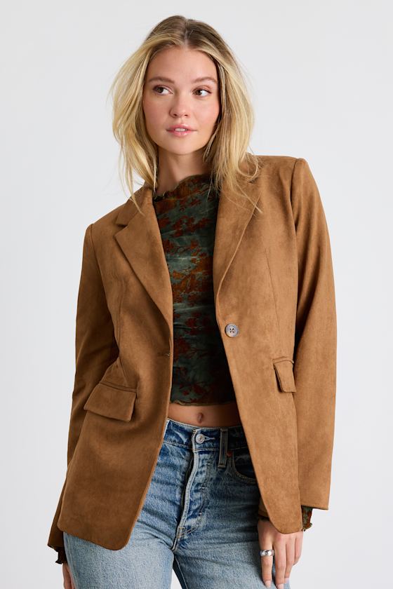 Corwin Brown Suede Oversized Blazer 2