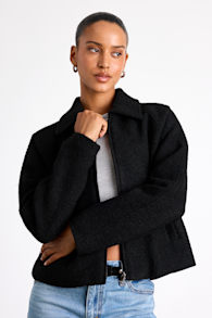 Brixlynn Black Wool Collared Jacket 1