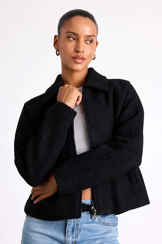 Brixlynn Black Wool Collared Jacket 1
