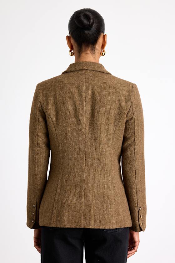 Avielle Brown Wool Tweed Collared Blazer - thumbnail 4