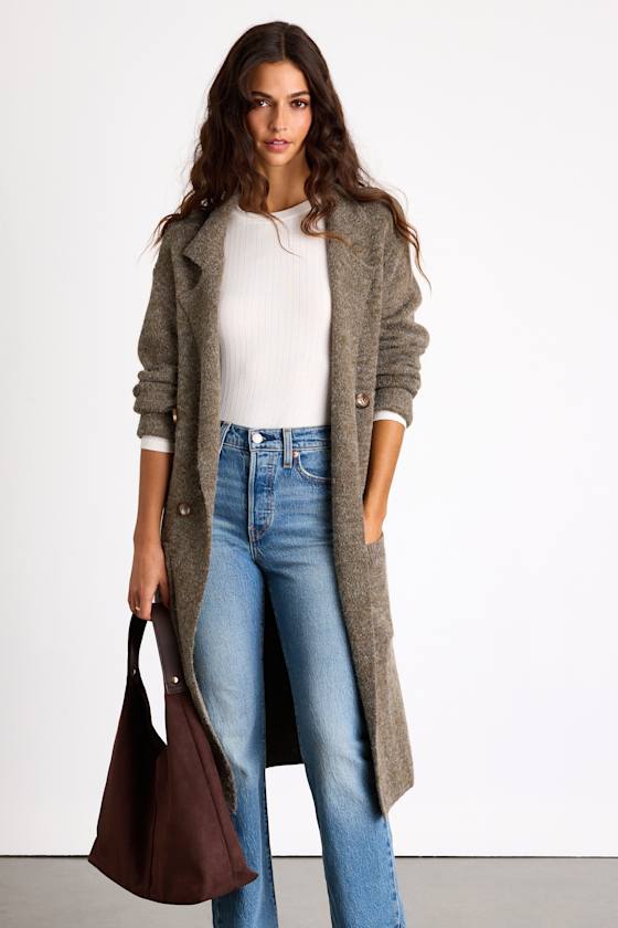 Cuddle Club Olive Marled Long Sleeve Coatigan 1