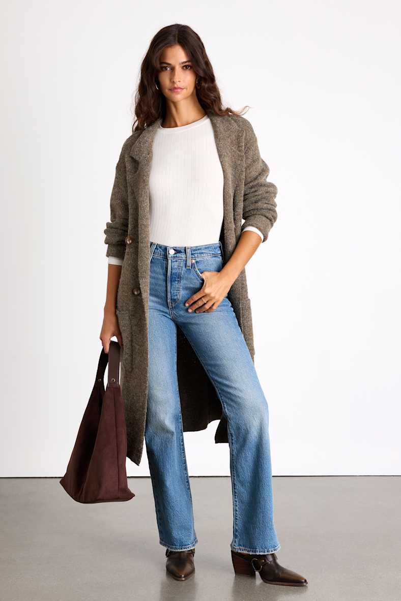 Cuddle Club Olive Marled Long Sleeve Coatigan