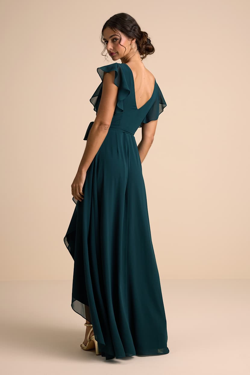 Green High-Low Gown - Wrap Maxi Dress - Ruffled Bridesmaid Dress - Lulus Green High-Low Gown - Wrap Maxi Dress - Ruffled Bridesmaid Dress - Lulus
