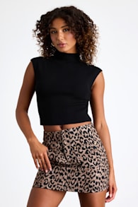 Suki Black Mock Neck Cap Sleeve Sweater Top 1