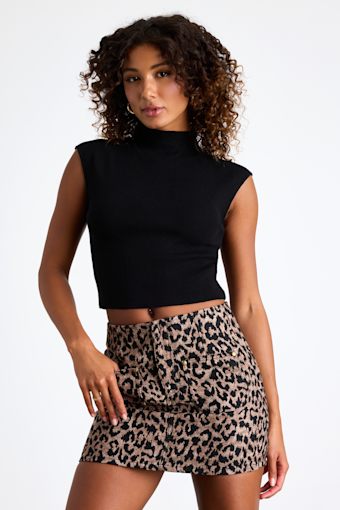 Suki Black Mock Neck Cap Sleeve Sweater Top 1