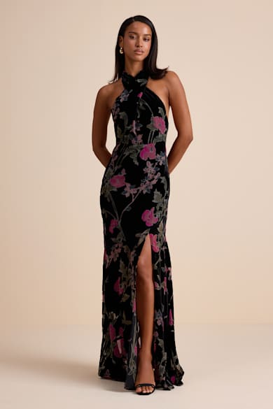 petite fall dresses for wedding Veda Off-Shoulder Maxi Dress Floral Blue main image 1