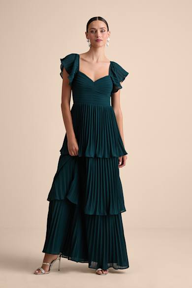 slim fit dress slacks Maxi Dress Button Front | Green | Long Sleeve | Sustainable Clothing main image 0