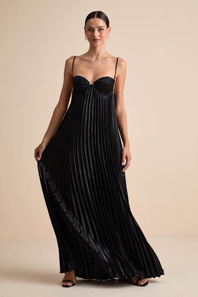 black spaghetti strap dress Black Shimmery Spaghetti Straps Braided Cut Out Slit Maxi Dress – Hot Miami  Styles