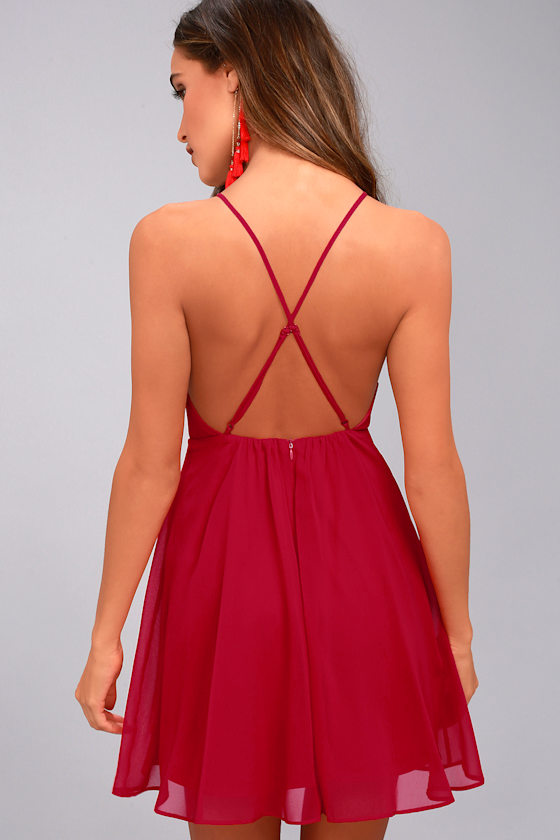 Letter of Love Red Backless Skater Dress 7