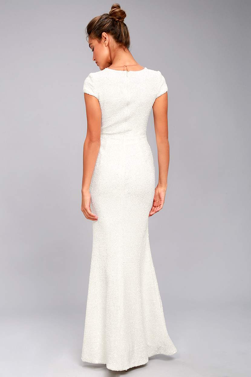 Dress the Population Michelle - White Sequin Maxi Dress - Lulus