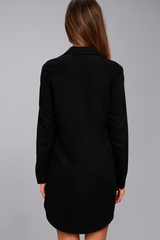 Obey Jett Dress - Black Long Sleeve Dress - Shirt Dress