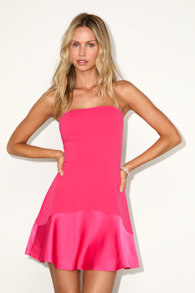 Compelling Style Hot Pink Strapless Mini Dress 1
