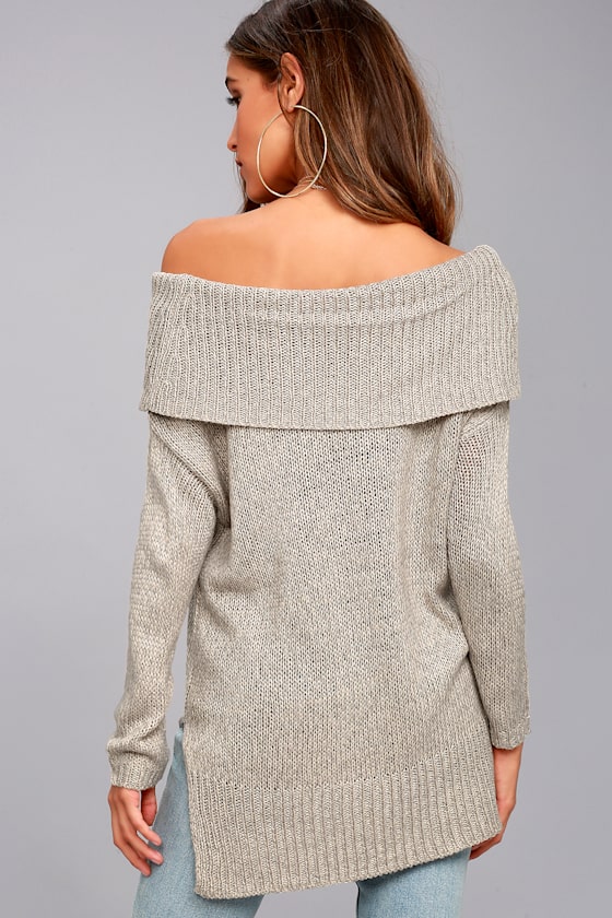 RD Style Heather Grey Sweater OfftheShoulder Sweater