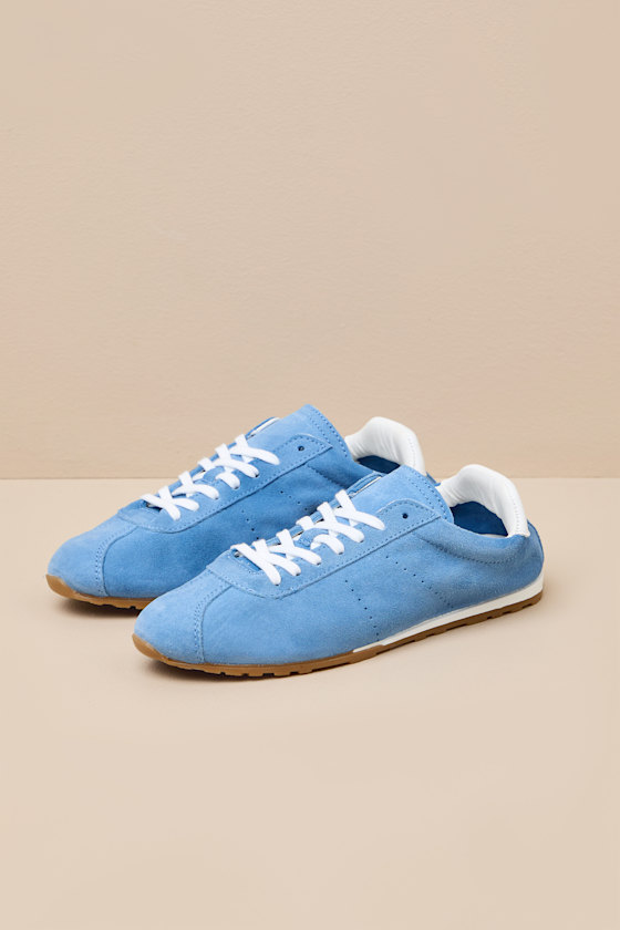 Serina Blue Suede Leather Lace-Up Sneakers 1