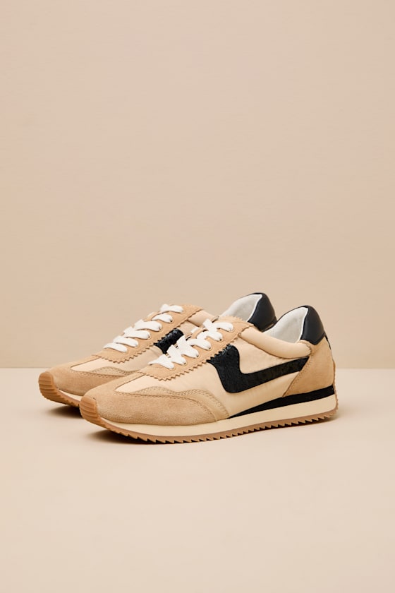 B.Ntcd Tan Multi Leather Nylon Sneakers 1