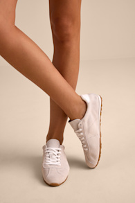 Serina Ivory Suede Leather Lace-Up Sneakers 1
