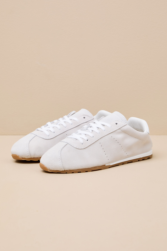 Serina Ivory Suede Leather Lace-Up Sneakers 1