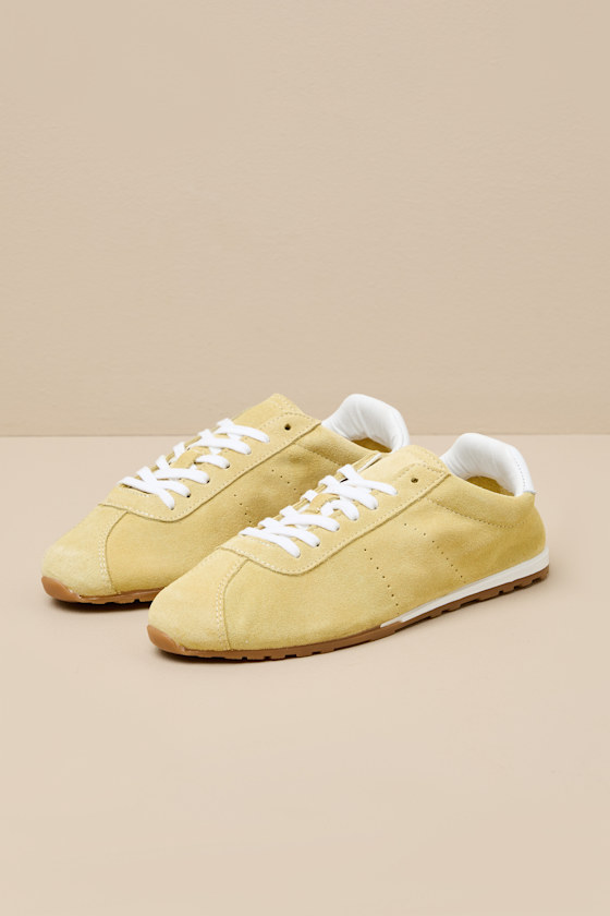 Serina Yellow Suede Leather Lace-Up Sneakers 1