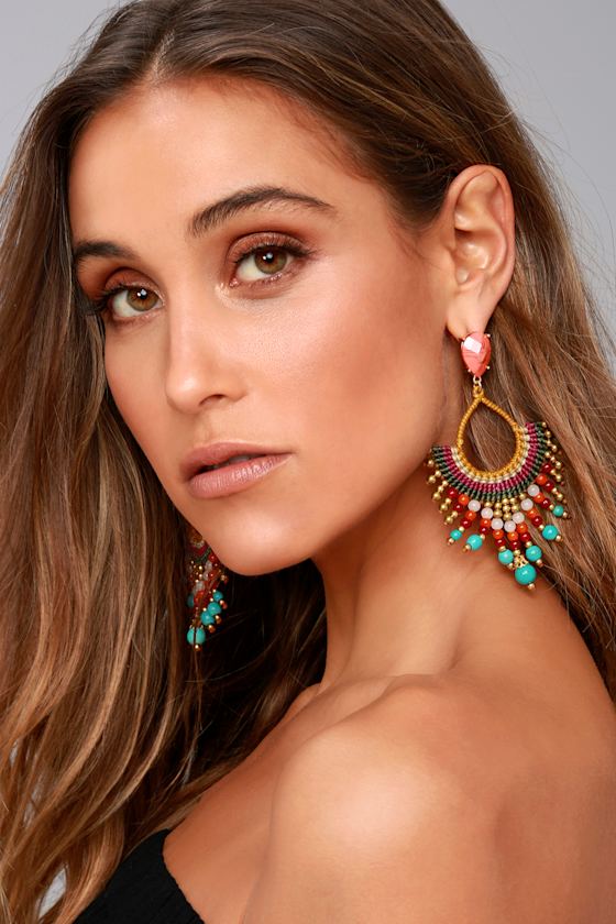 Boho Earrings Multi Color Earrings Beaded Earrings Lulus