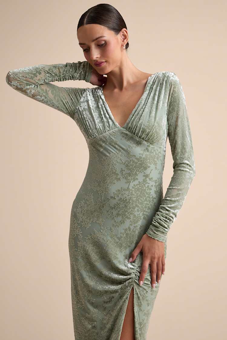 Valerie Sage Velvet Burnout Bodycon Midi Dress