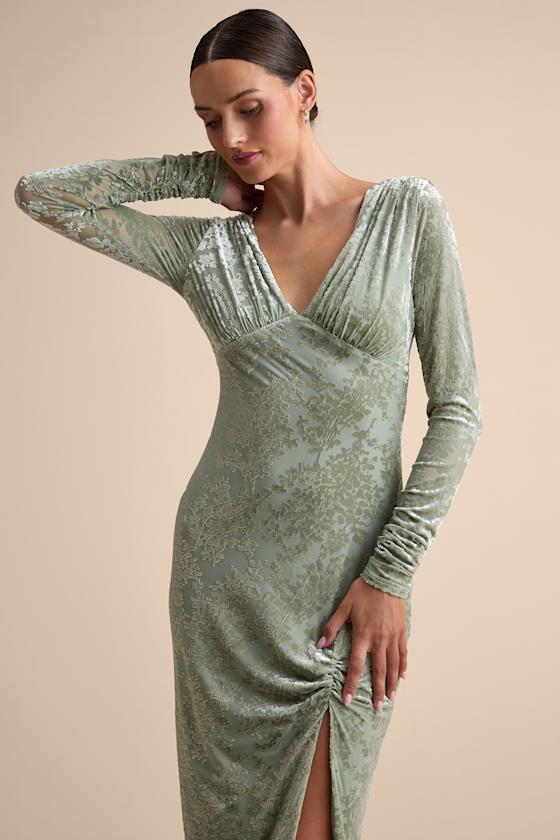 Valerie Sage Velvet Burnout Bodycon Midi Dress 2