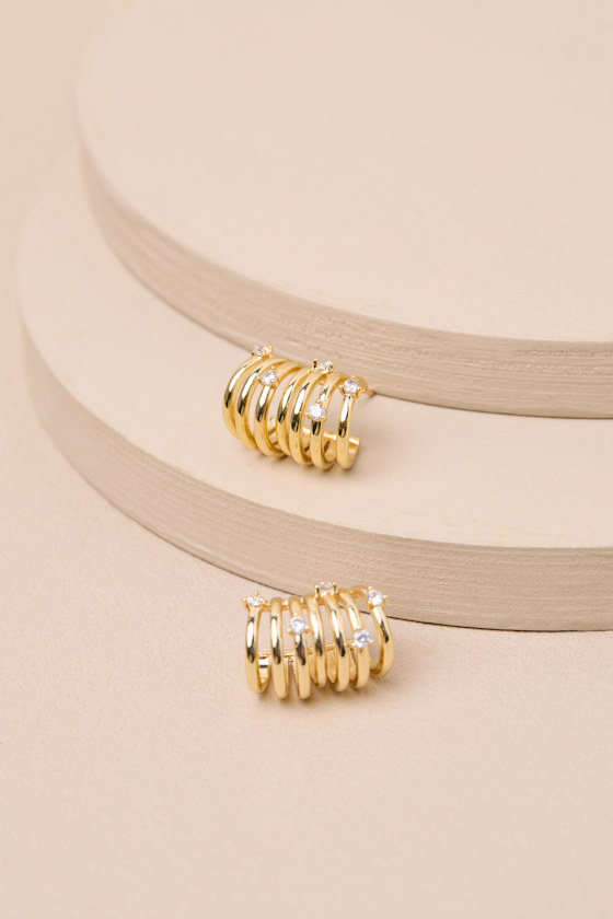 Meena 14KT Gold Rhinestone Hoop Earrings
