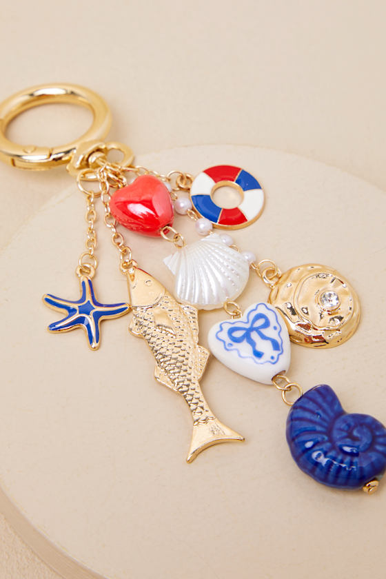 Verbana Gold and Ceramic Sea Life Bag Charm