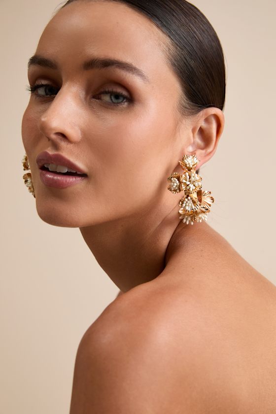 Jovie Gold Flower Hoop Earrings 3